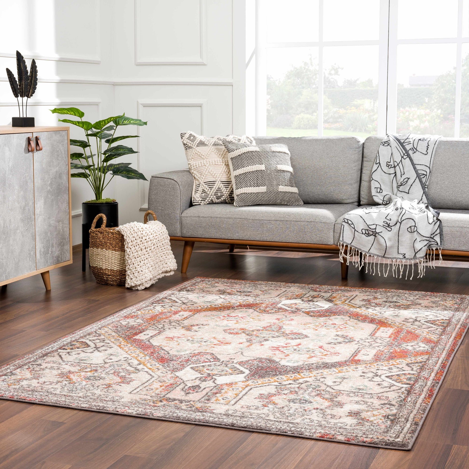 Yennora Brick Red Medallion Rug - Clearance