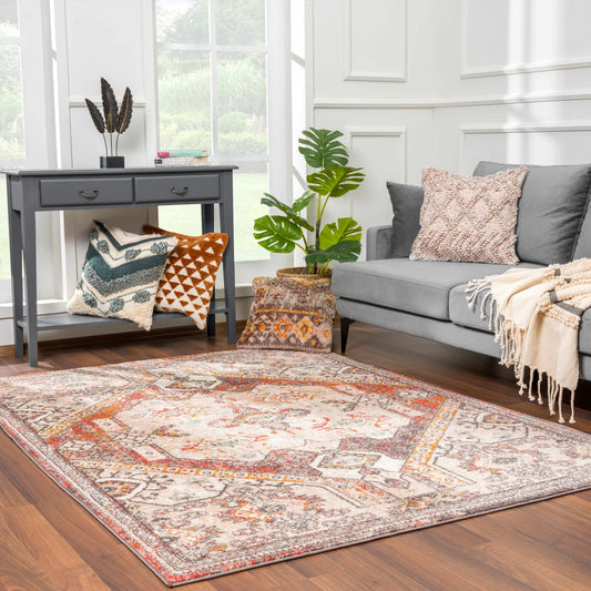 Yennora Brick Red Medallion Rug - Clearance