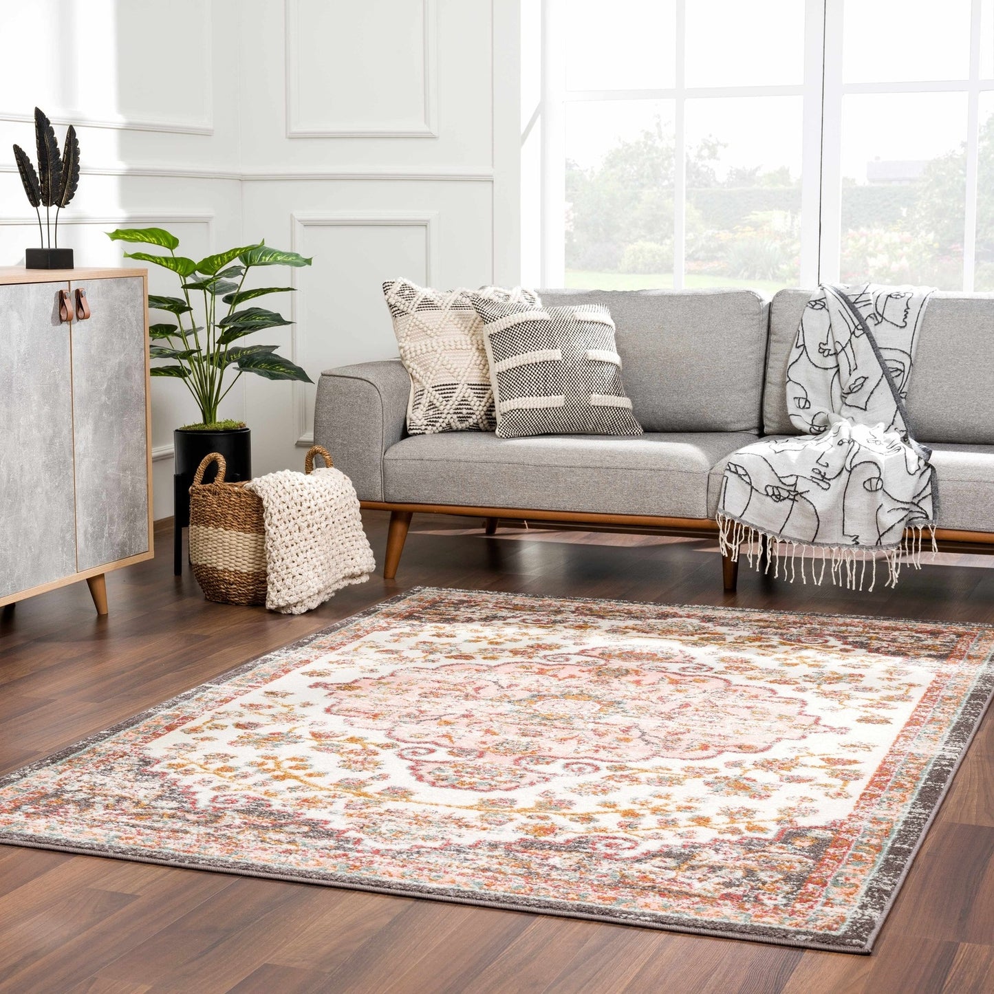 Oark Floral Medallion Area Rug