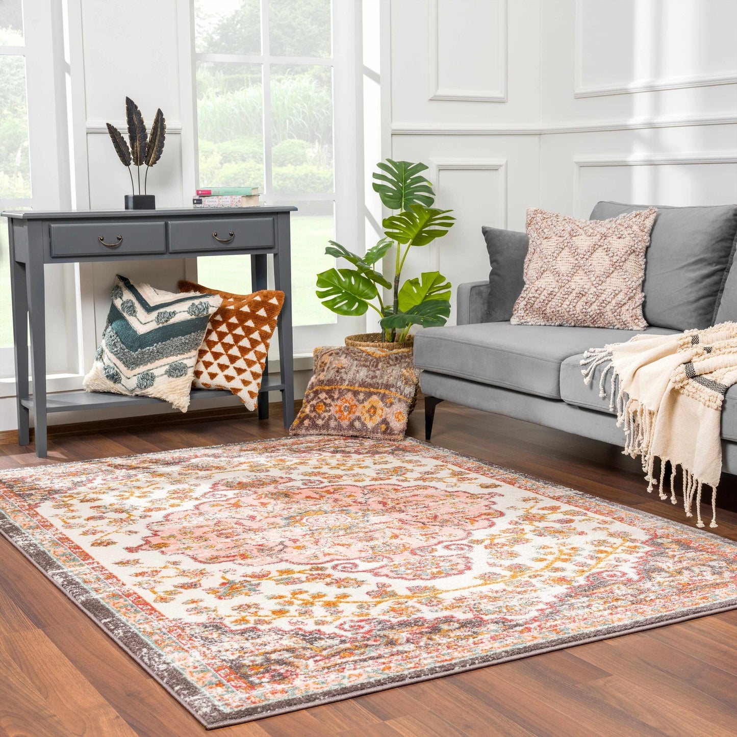 Oark Floral Medallion Area Rug