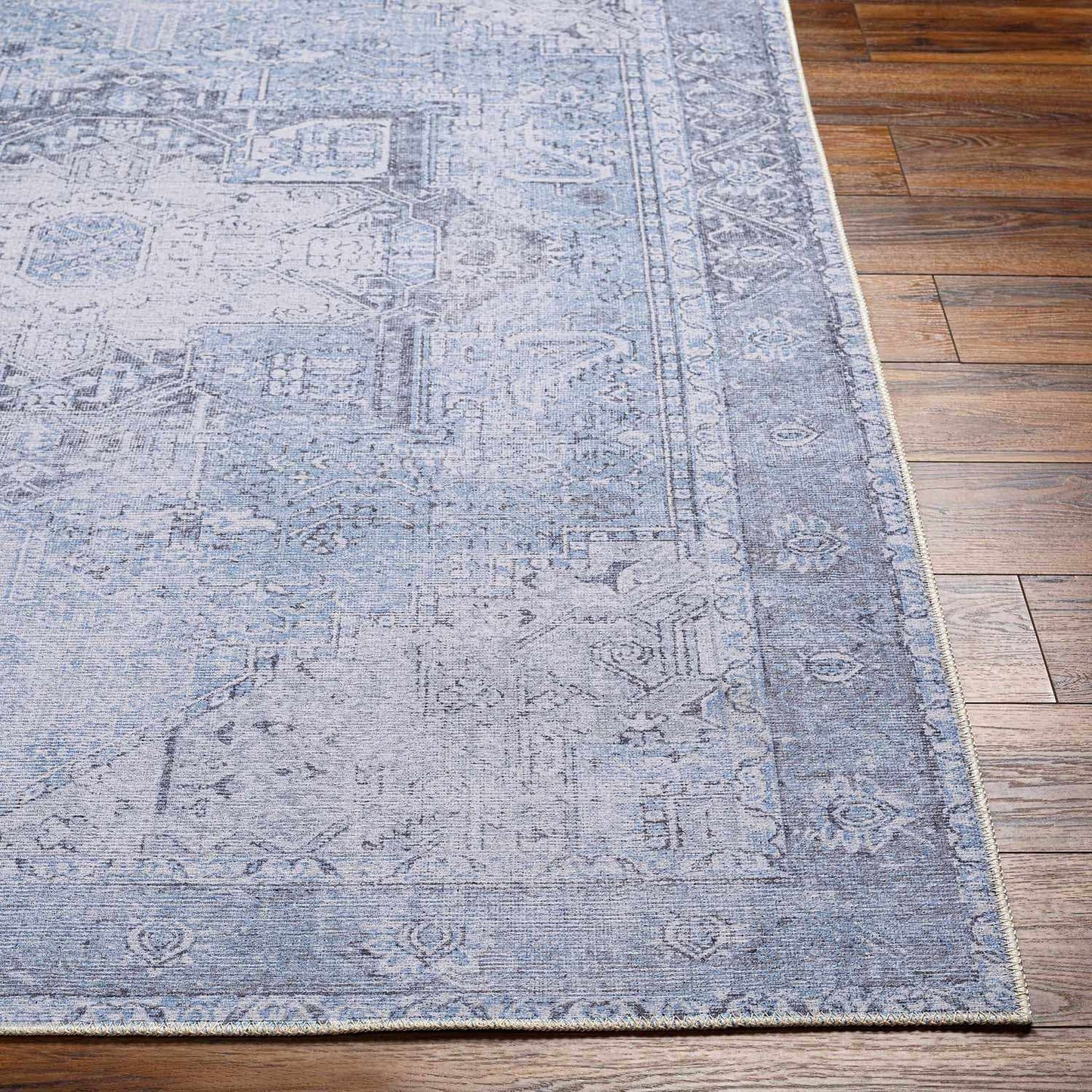 Aqua Rosman Washable Area Rug - Clearance