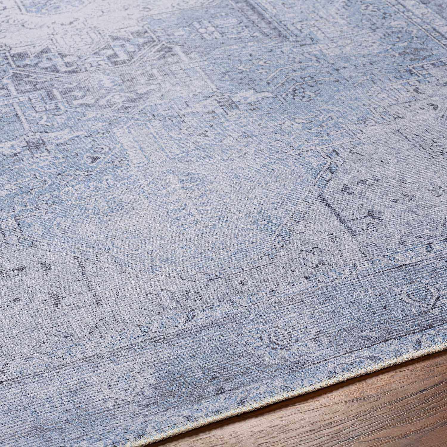 Aqua Rosman Washable Area Rug - Clearance