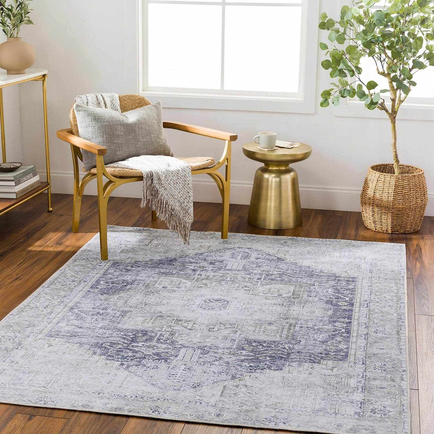 Olive Nisa Vintage Washable Area Rug