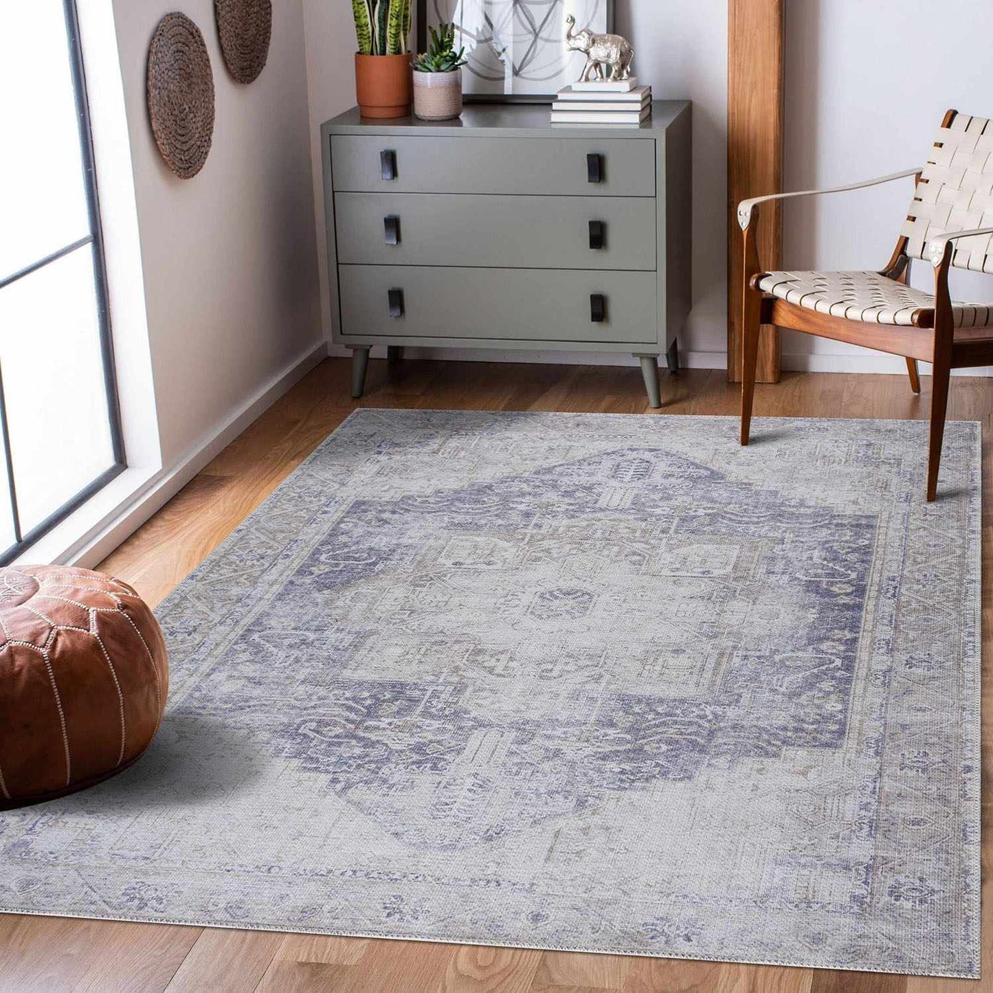 Olive Nisa Vintage Washable Area Rug