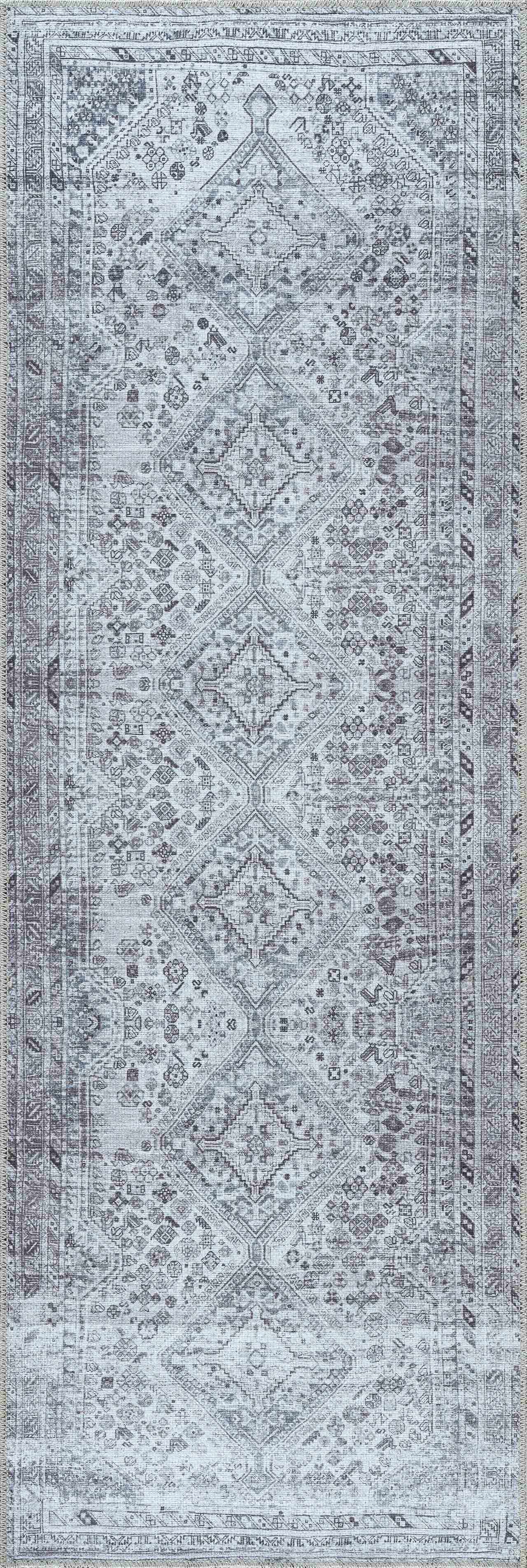 Barny Gray Washable Area Rug