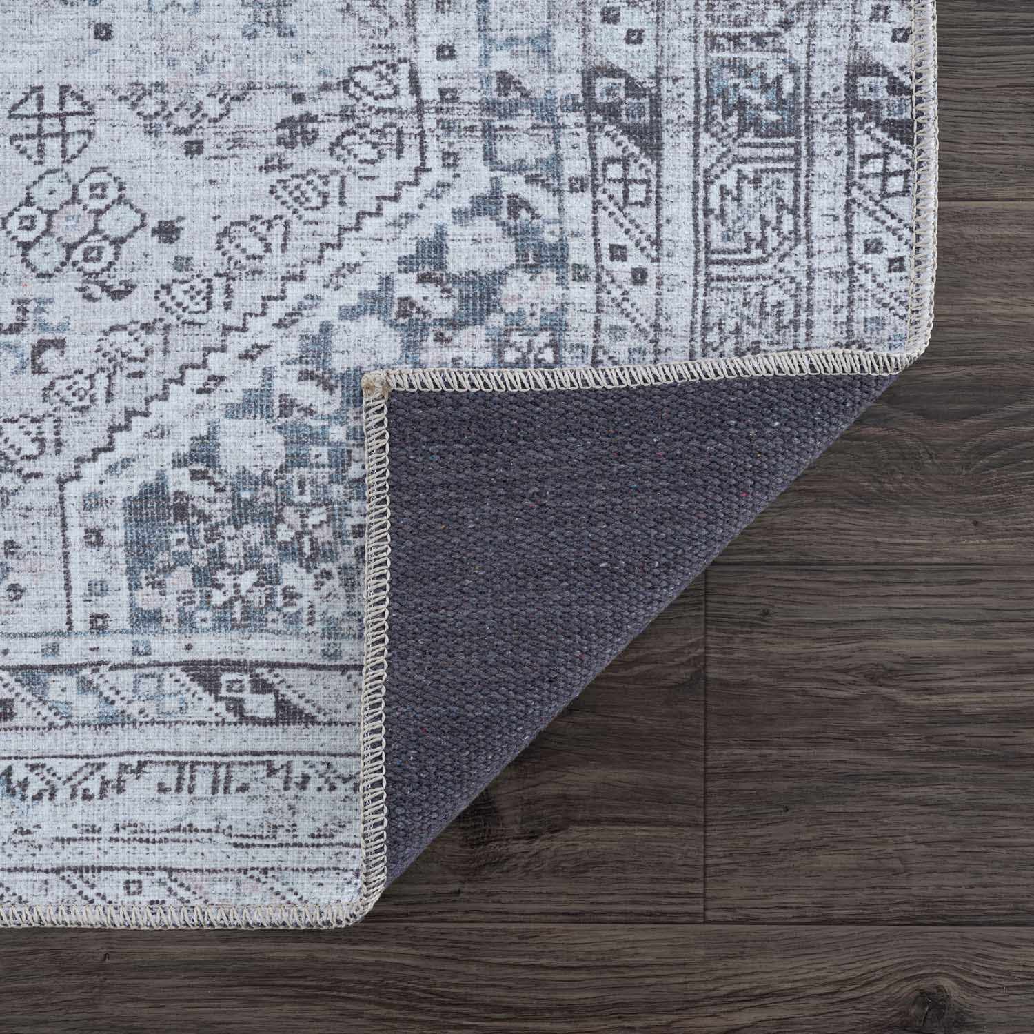 Barny Gray Washable Area Rug