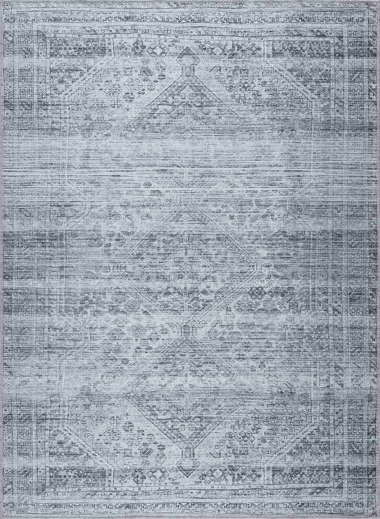 Barny Cream & Gray Washable Area Rug