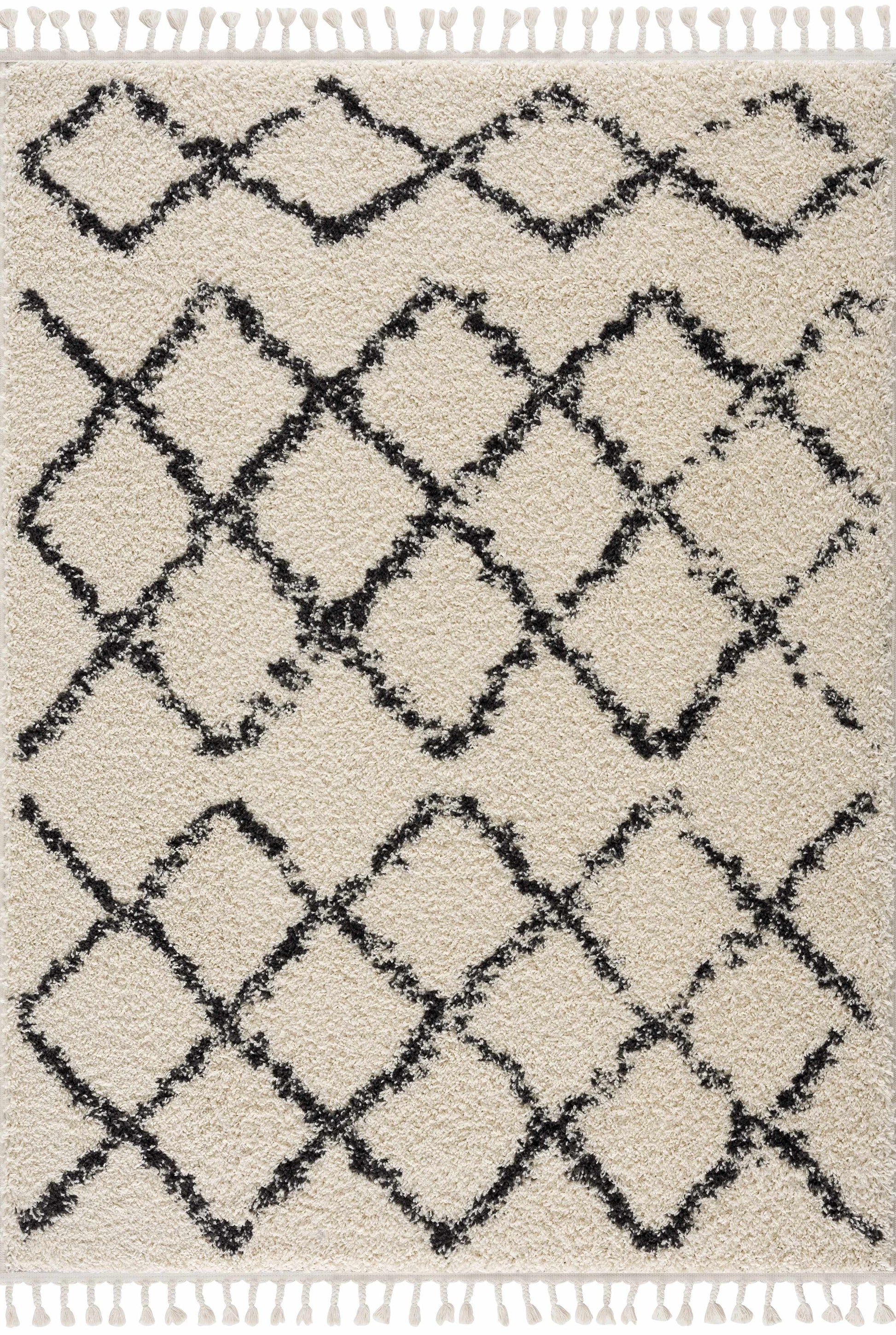 Wallagrass Beige Trellis Tassel Shag - Clearance