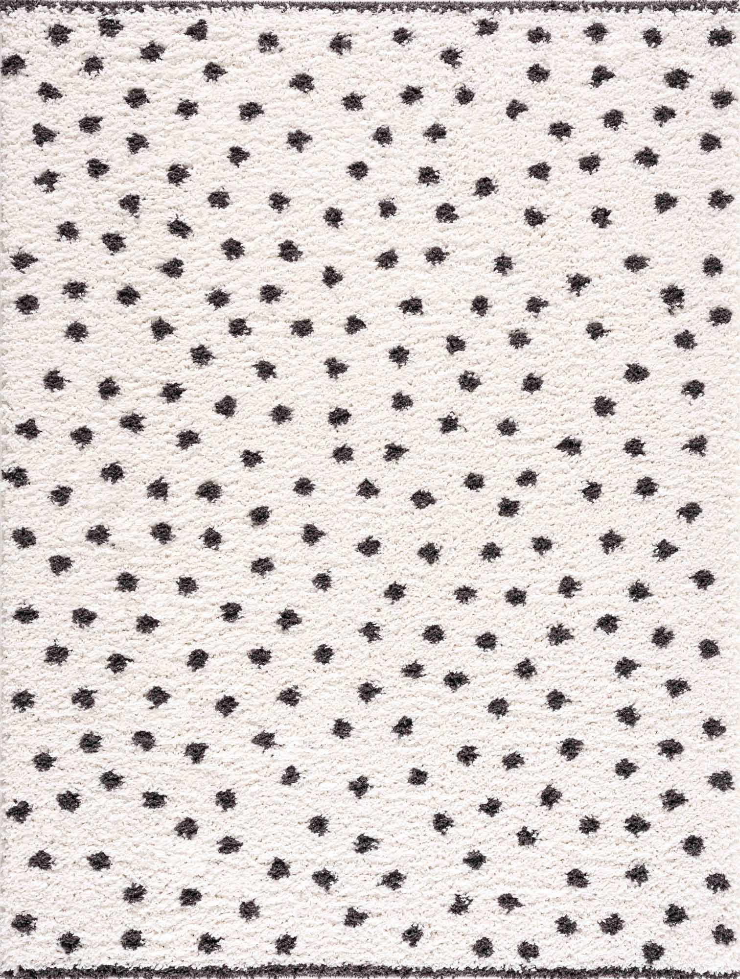 Chaia Dotted Black & White Plush Rug