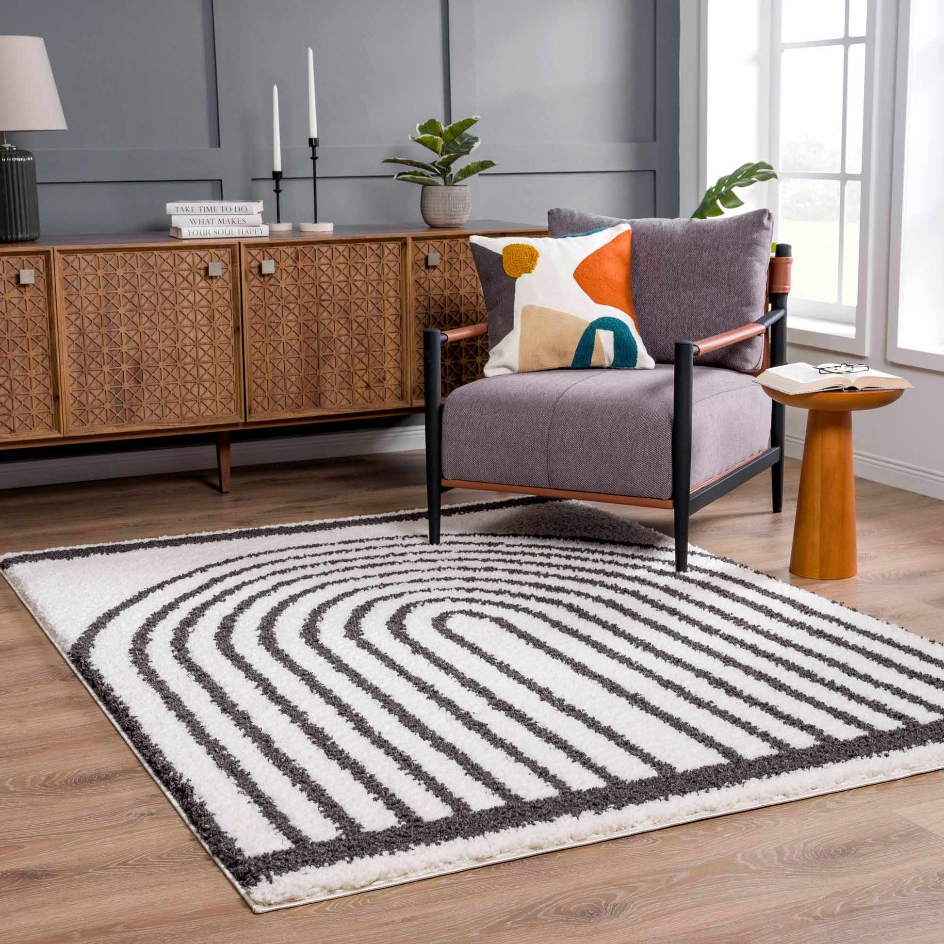 Bauer Plush Black Rainbow Rug - Clearance