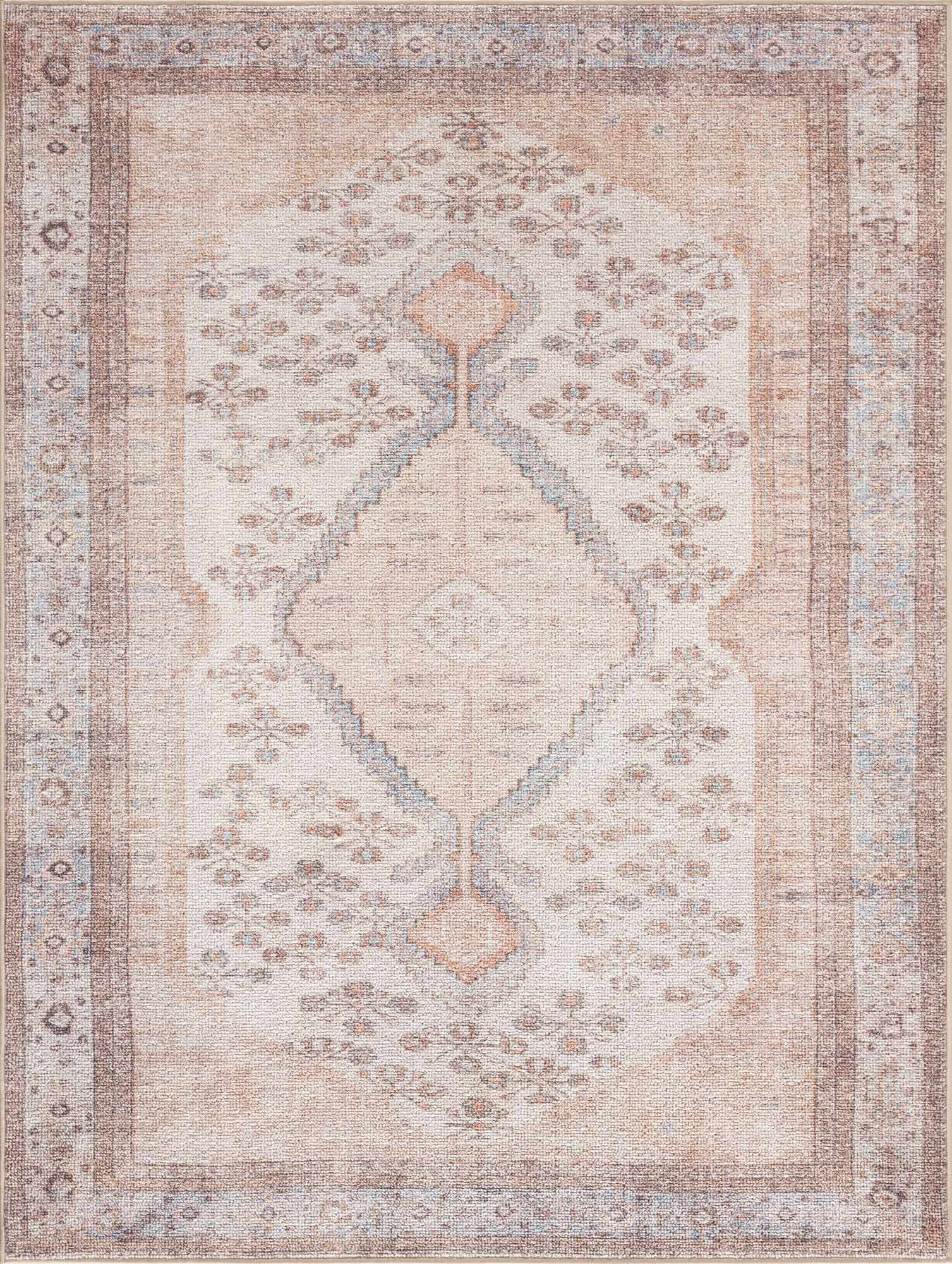 Analu Peach Washable Area Rug