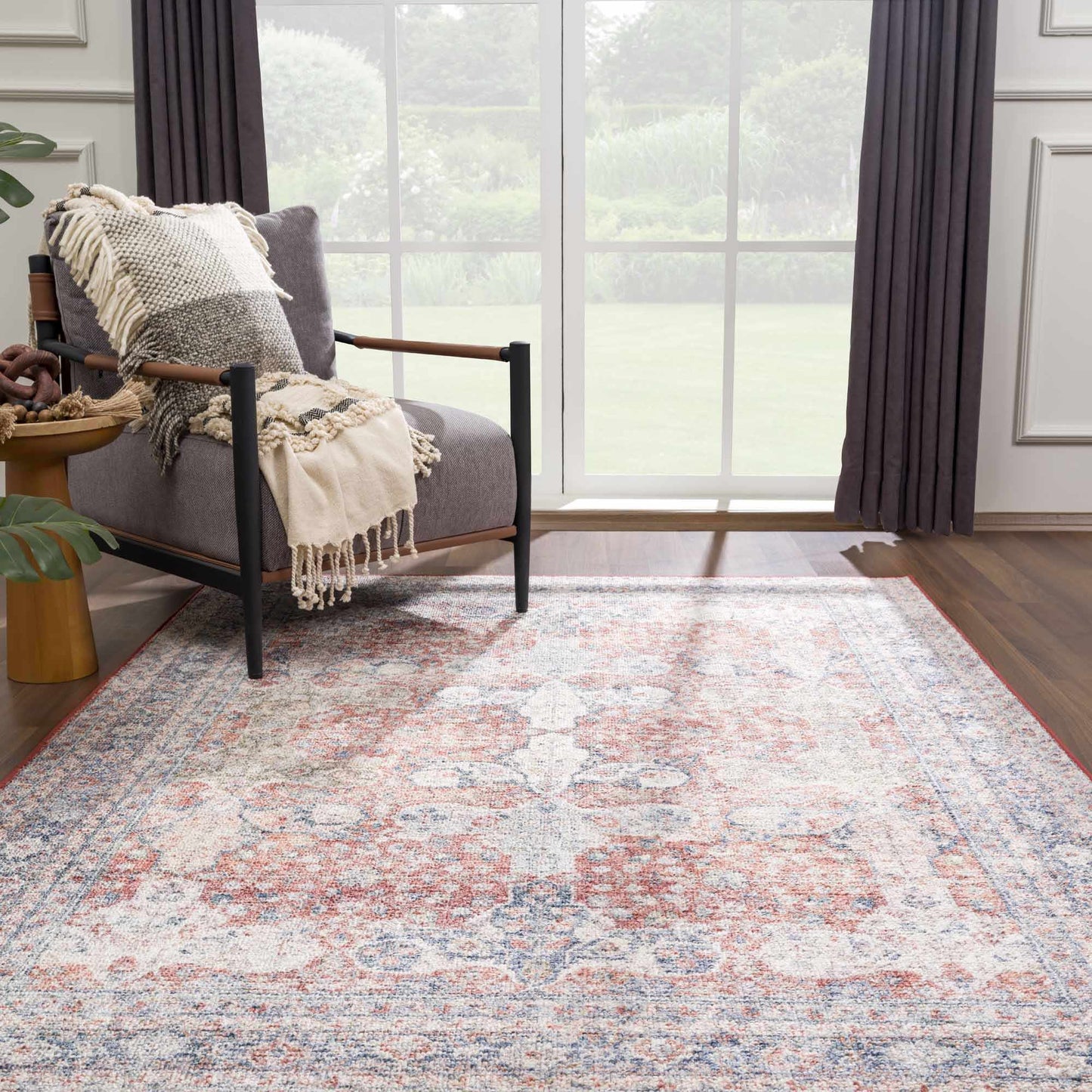 Ambre Distressed Red Washable Rug - Limited Edition