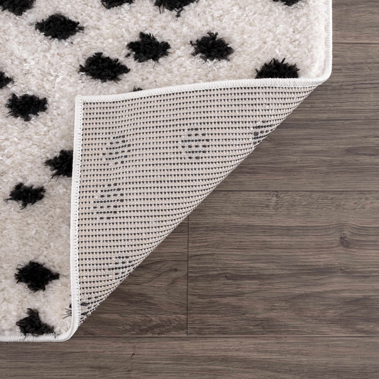 Cansu Black & White Dotted Area Rug