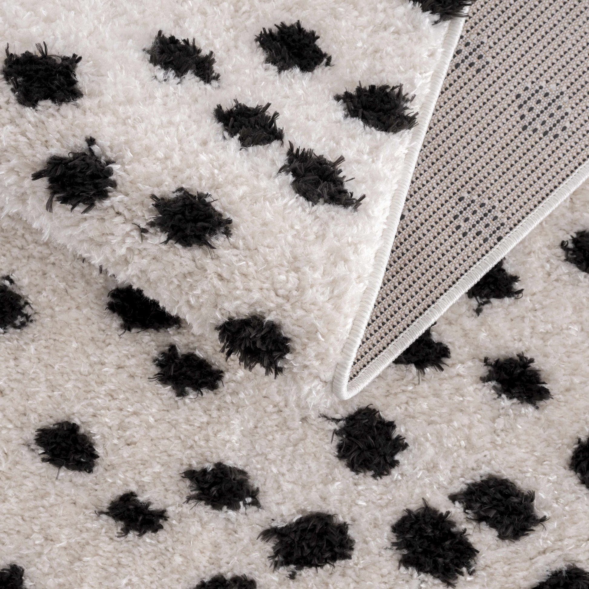 Cansu Black & White Dotted Area Rug