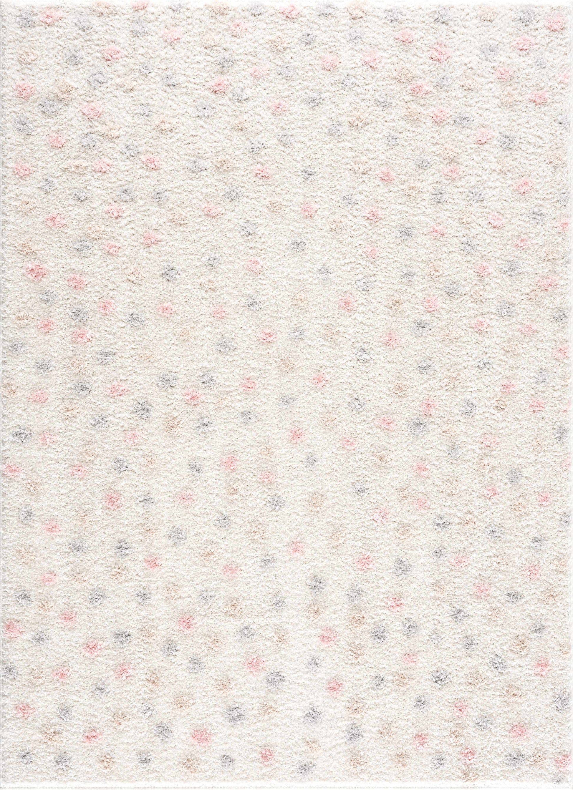 Cansu Pink & Cream Dotted Area Rug