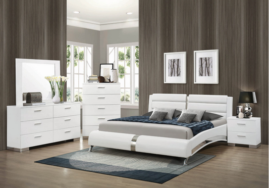 The Roxbury Modern Queen Bedroom Set - Glossy White