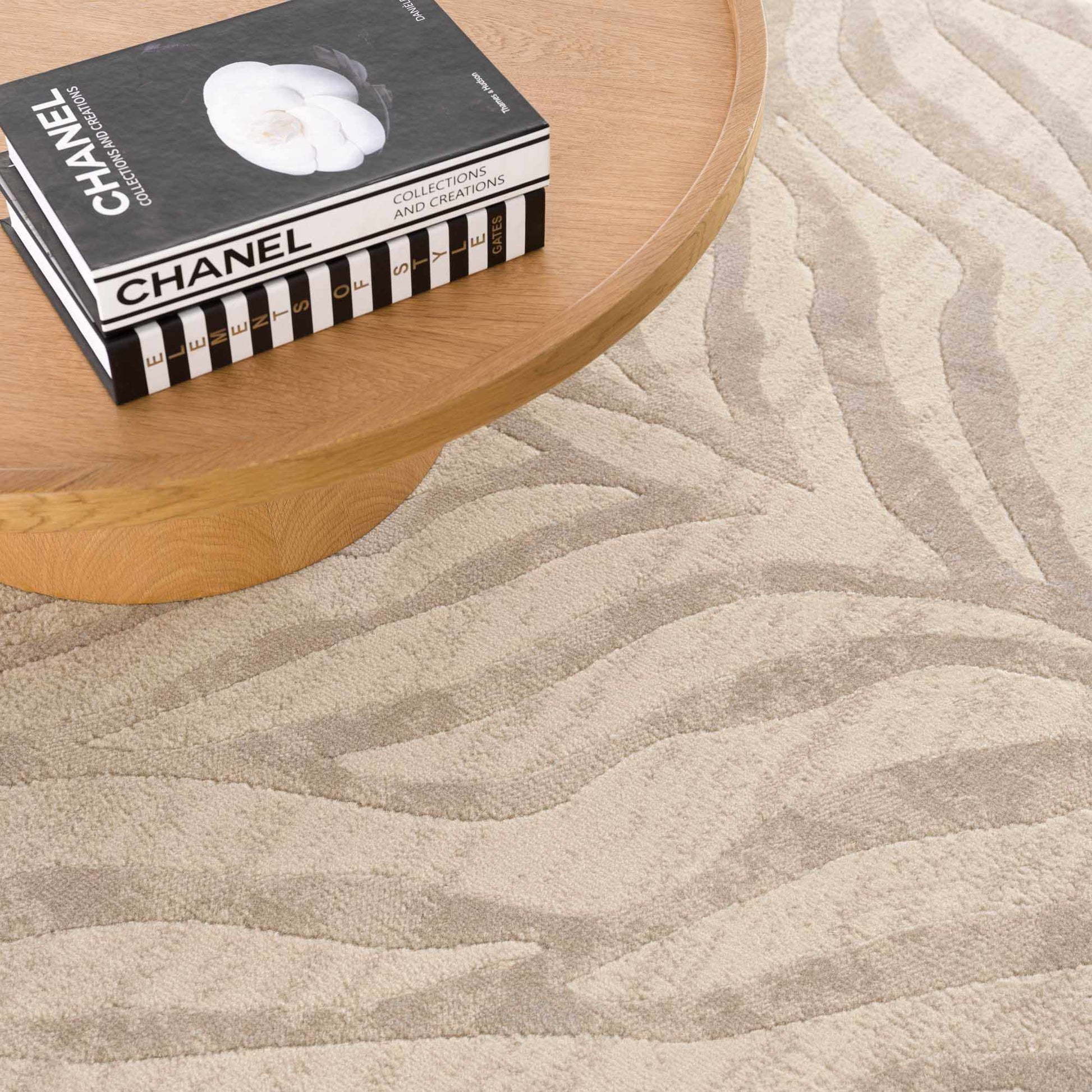 Beige Manteca Zebra Print Area Rug