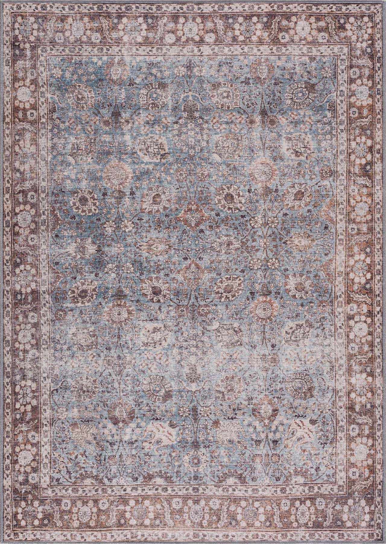 Vintage Brown&Blue Dauis Washable Rug - Clearance