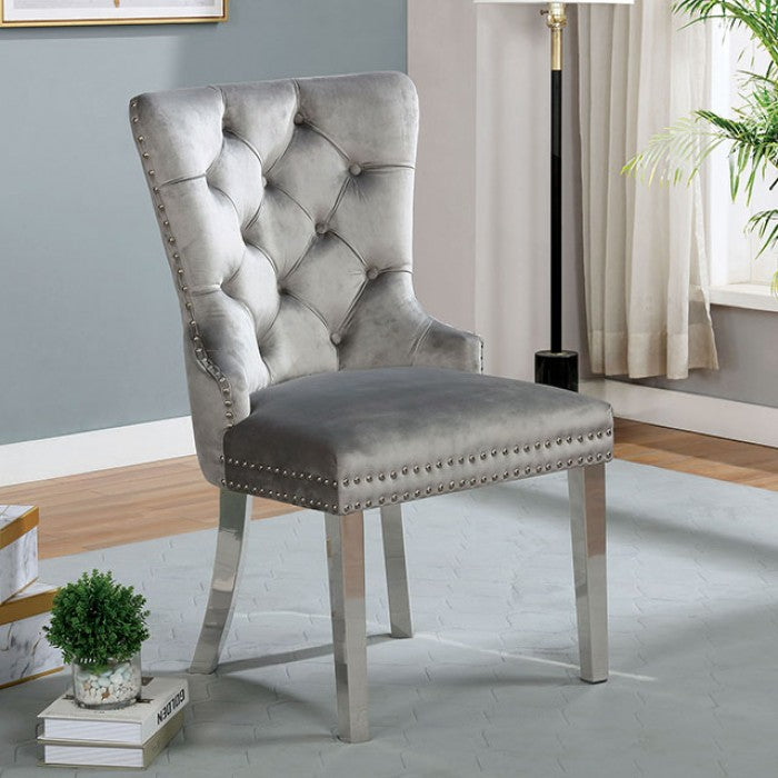 FOA Jewett Contemporary Wingback Set of 2 Dining Side Chair - Gray