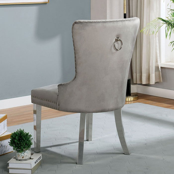 FOA Jewett Contemporary Wingback Set of 2 Dining Side Chair - Gray