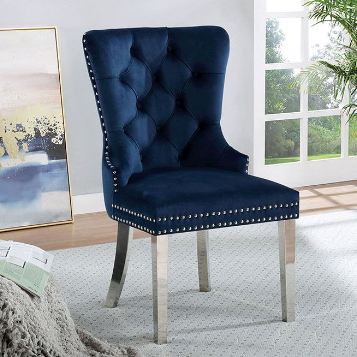 FOA Jewett Contemporary Wingback Set of 2 Dining Side Chair - Blue