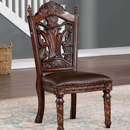 FOA Canyonville Collection Traditional Faux Wood Carved Side Chair