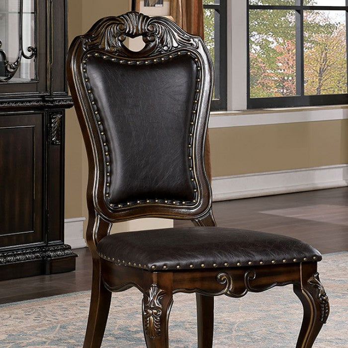 FOA Lombardy Collection Traditional Faux Wood Carved Side Chair