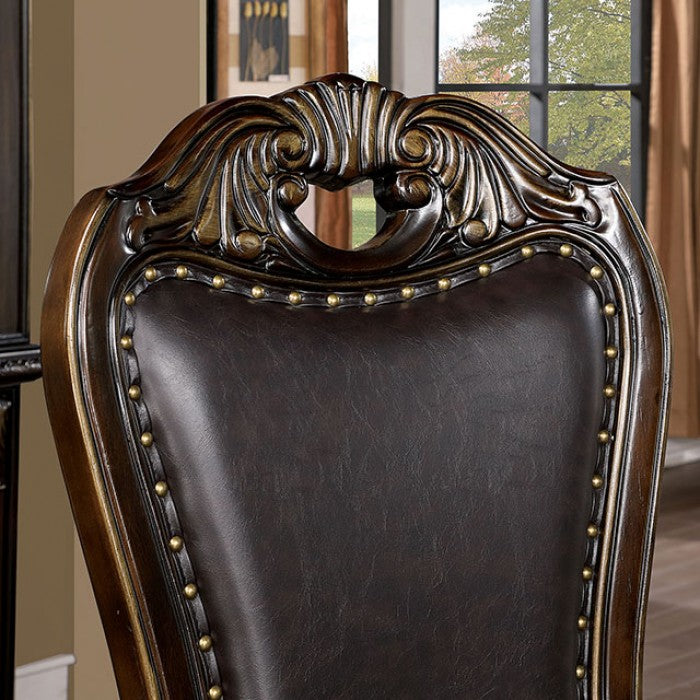 FOA Lombardy Collection Traditional Faux Wood Carved Side Chair