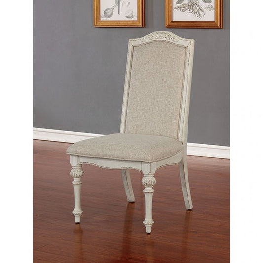 FOA Arcadia Rustic Antique White Dining Side Chair