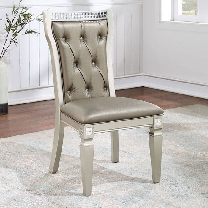 FOA Adelina Transitional Faux Leather Button Tufted Dining Side Chair