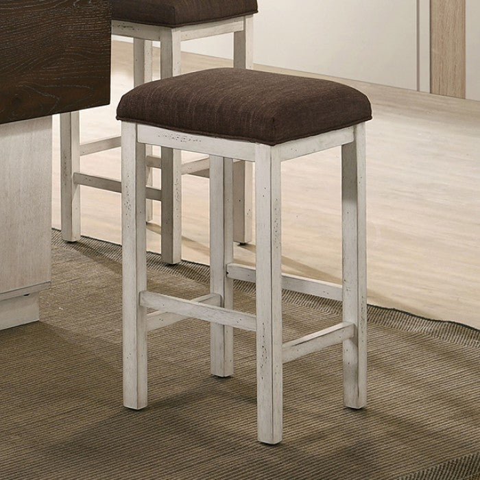 FOA Bingham Rustic Rustic Bar Stool - Antique White/Dark Brown