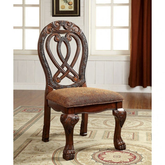 FOA Wyndmere Traditional Dining Side Chair Set of 2 Brown/Cherry