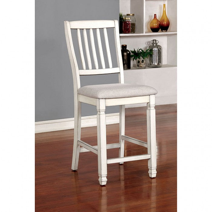 FOA Kaliyah Transitional Set of 2 Counter Height Dining Chair - Antique White