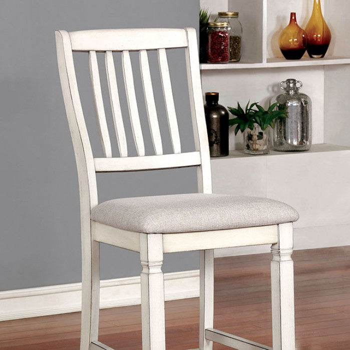 FOA Kaliyah Transitional Set of 2 Counter Height Dining Chair - Antique White