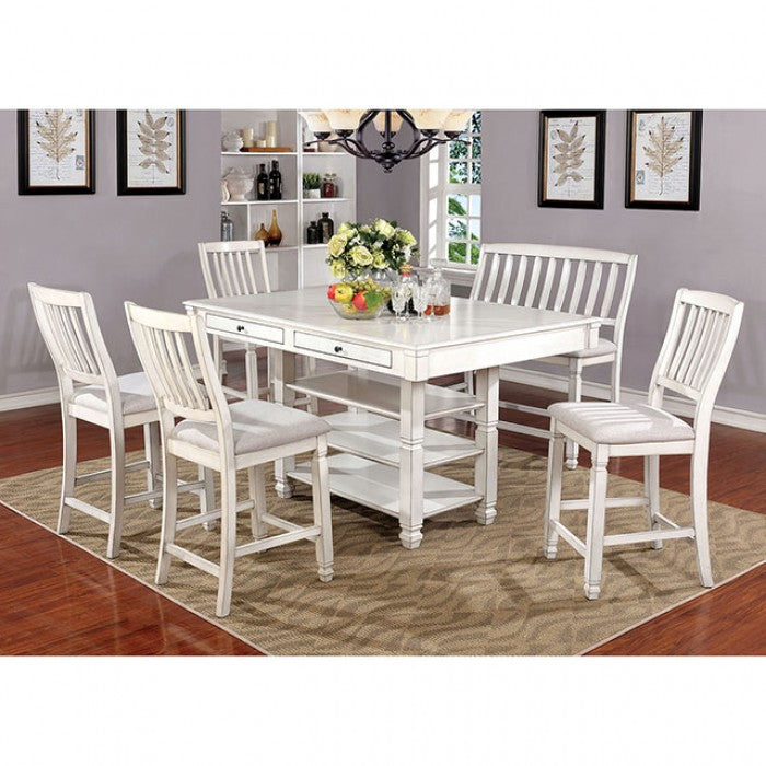 FOA Kaliyah Transitional Set of 2 Counter Height Dining Chair - Antique White