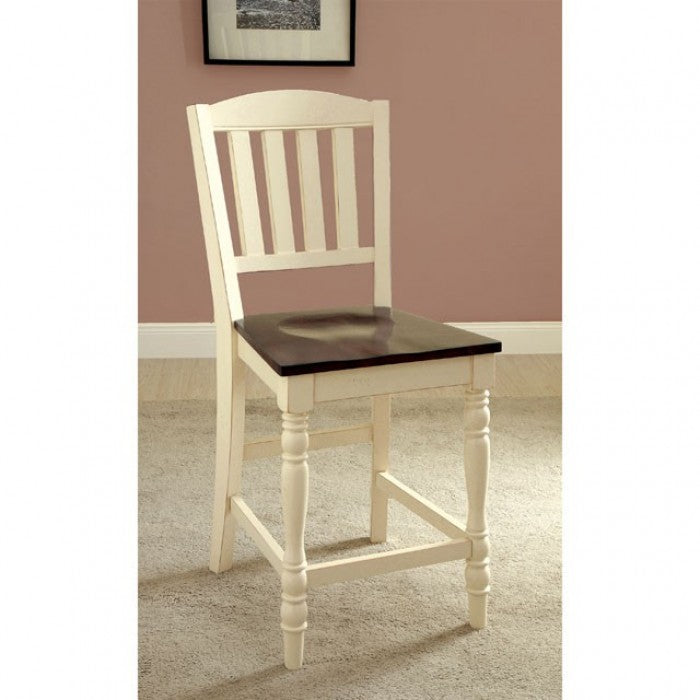 FOA Harrisburg Transitional Vintage White Counter Height Dining Chair - Set of 2