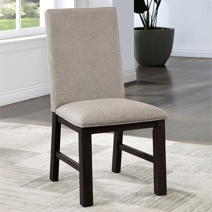 FOA Umbria Transitional Pleated Back Dining Side Chair - Antique Black/Gray