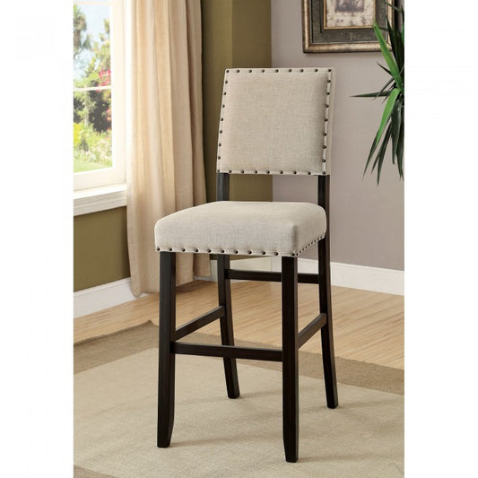 FOA Sania Rustic Ivory Linen-like Fabric Set of 2 Bar Chair