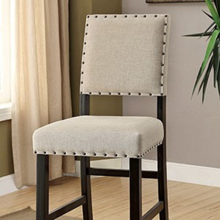 FOA Sania Rustic Ivory Linen-like Fabric Set of 2 Bar Chair