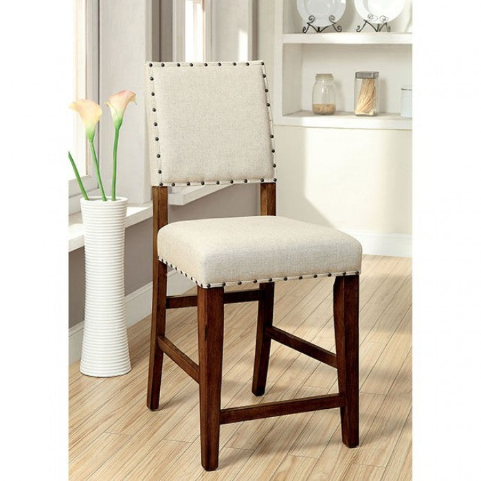 FOA Sania Rustic Oak Set of 2 Counter Height Dining Chair