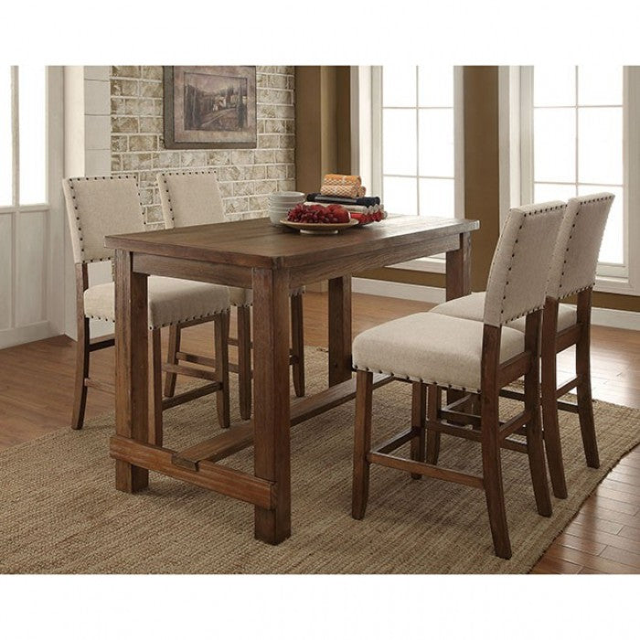 FOA Sania Rustic Oak Set of 2 Counter Height Dining Chair