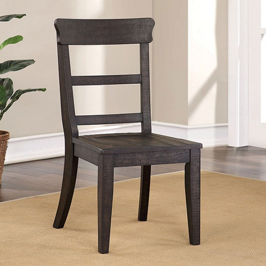 FOA Leonidas Rustic Style Ladder Back Dining Side Chair - Antique Black