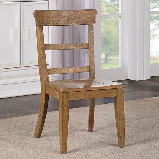 FOA Leonidas Rustic Style Ladder Back Dining Side Chair - Natural Tone