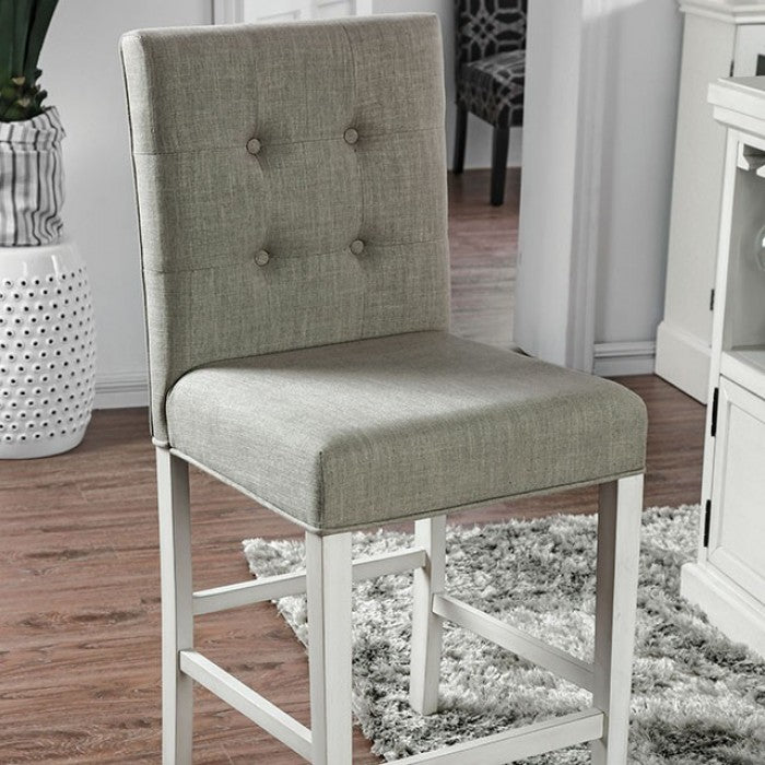 FOA Sutton Transitional Antique White Counter Height Dining Chair - Set of 2