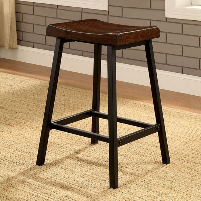 FOA Lainey Industrial Medium Weathered Oak Set of 2 Counter Height Dining Chair