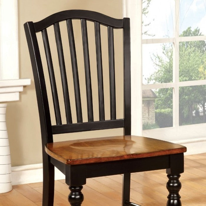 FOA Mayville Transitional Antique Oak Dining Side Chair - Set of 2