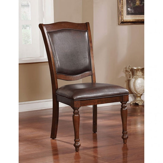 FOA Slyvana Traditional Faux Leather Dining Side Chair - Set of 2