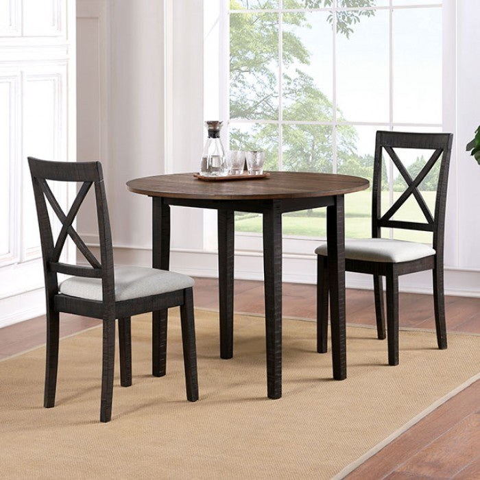 FOA Jaelynn Transitional 3-Piece Cross Back Chair Design Dining Set