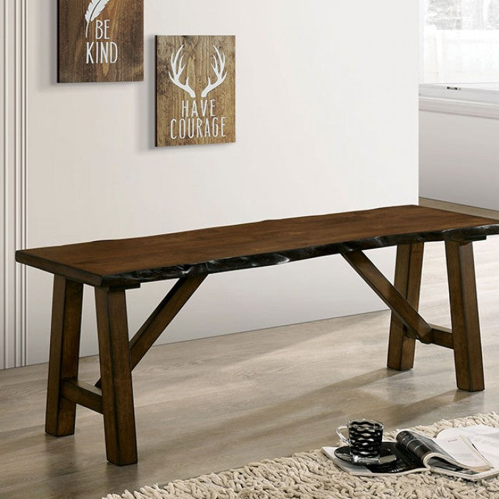 FOA Mapleton Rustic Live Edge Design Dining Bench