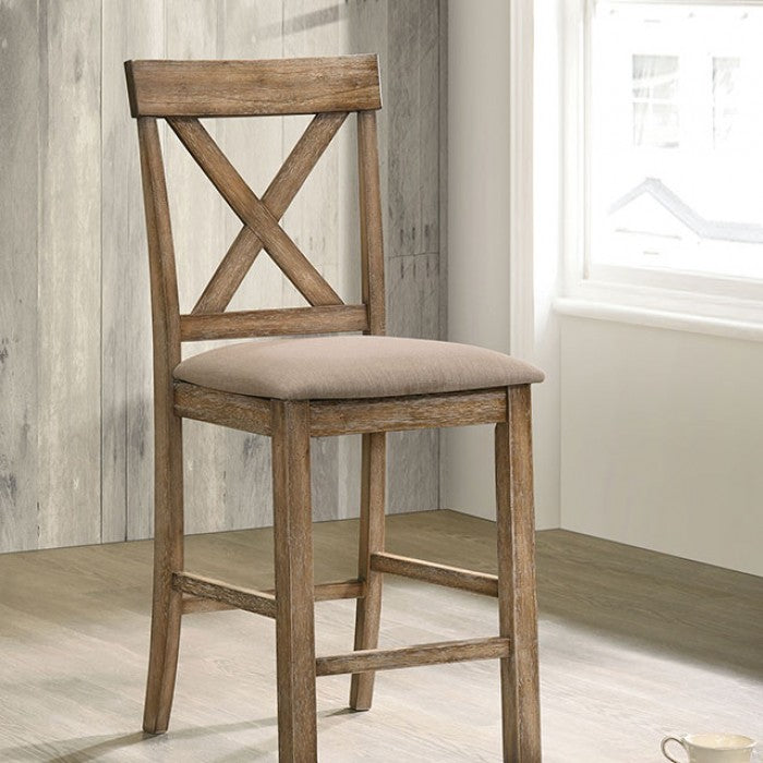 FOA Plankinton Rustic Cross-back Design Counter Height Dining Chair